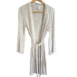 SOMA | Soft Heather Gray Bell Sleeve Lace Trim Robe | Size Small Medium